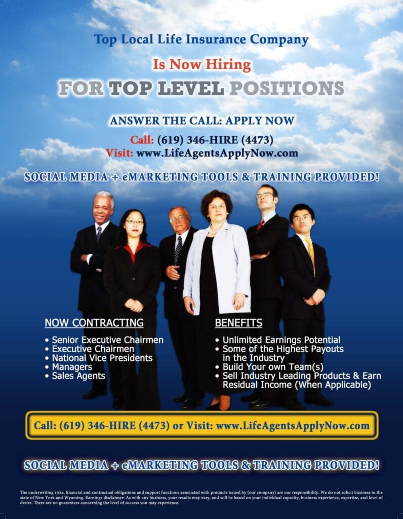 Life Agents Apply Now 8.5x11 Flyer
